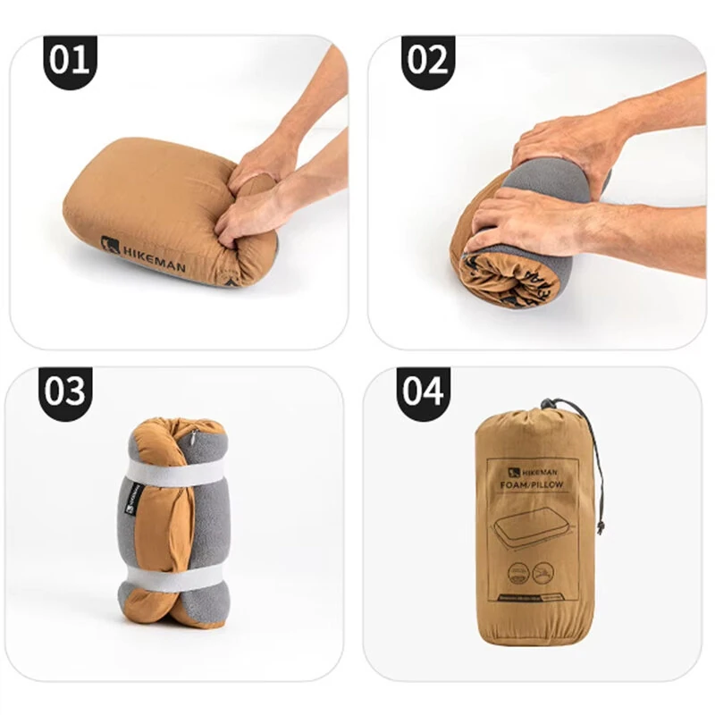 (image for) HIKEMAN Soft Slow Rebound Memory Foam Pillow Outdoor Camping Travel Cervical Pillow Portable NoonBreak Pillow Neck Support Pillow Comfortable Sleeping Pillow